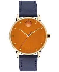 Movado Men's Movado Face Swiss Quartz Navy Leather Watch 39mm