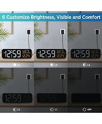 Neewer Large Display Digital Alarm Clock for Bedroom, Date Day of Week Desk Table Clocks for Living Room Office, Dimmable 5 Dimmers Plug in Electric