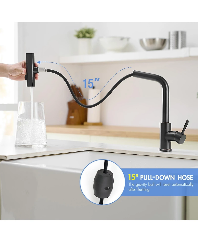 Phying 360degree(s) Rotation Pull-Down Kitchen Faucet with 3 Spray Modes
