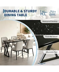 gaomon Modern Rectangular Dining Table for 6 – Sturdy Wood Construction Spacious Family Kitchen and Room Furniture