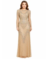 Lara Women's Long Sleeve Beaded Gown