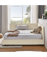 Clihome Full Daybed with Trundle Drawer - Velvet Upholstered Bed Frame Comfortable Backrest and Armrests