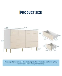 gaomon Set of 2 Dresser Modern 8-Drawer Wooden Nightstand with Handles and Legs, Linen-Textured Surface, Tv Stand for Bedroom Living Room