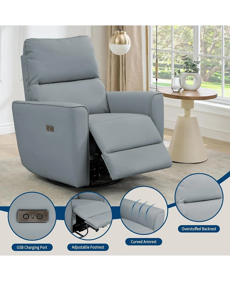 gaomon Swivel Glider Recliner Chair with Lumbar Support, Rocking Lounge Chair for Nursery