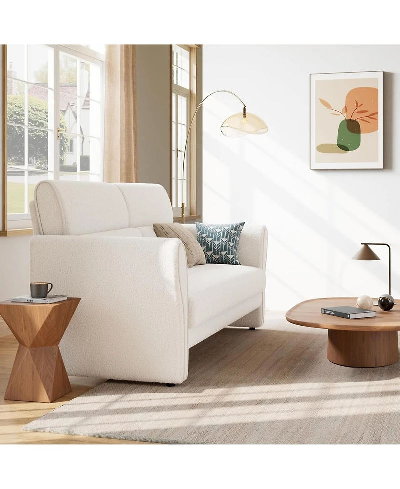 gaomon 57" Modern Loveseat Sofa, Boucle Small Couch with High Backrest and Removable Lumbar Pillows, Easy Assembly, Upholstered Comfy Sofa