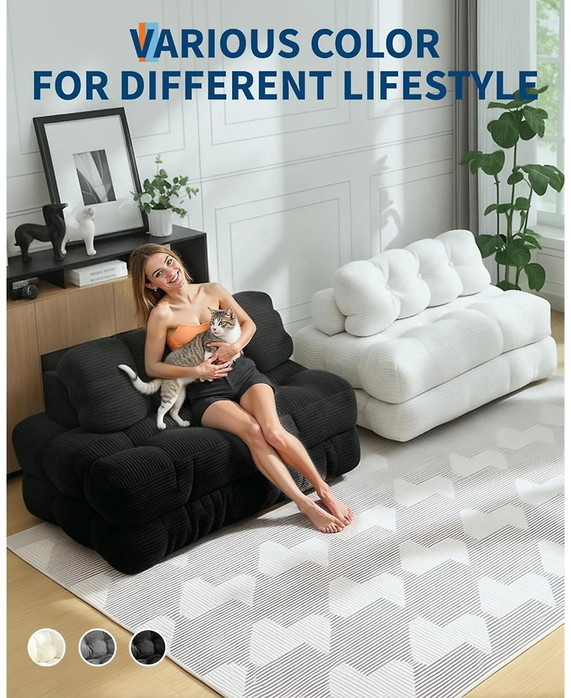 gaomon 3-in-1 Folding Sofa Bed, Convertible Single Futon Couch Bed with Back Support and Pillow