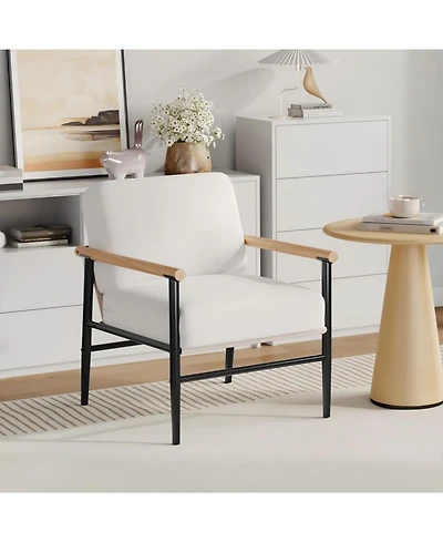 gaomon Modern Accent Chair for Living Room, Comfy Sherpa Reading Chair with Thick Cushion and Iron Frame