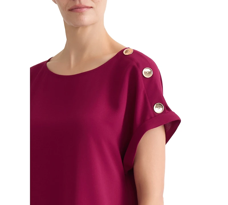 Jones New York Plus Short-Sleeve Round Neck Top