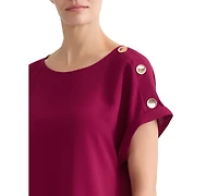 Jones New York Plus Short-Sleeve Round Neck Top