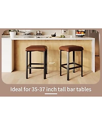 gaomon 24 Inches BarStools Set of 4, Pu Leather Kitchen Chairs with 2 Inch Thick Upholstery, Counter Height Bar Stools, Sturdy Metal Base