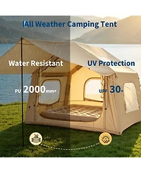 gaomon 10.5ft x 8.2ft Quick Setup Inflatable Camping Tent, Air Glamping Tent for 2-6 Person for Camping, Beach, Outdoor with Canopy