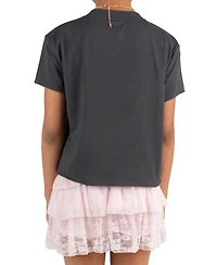Tween Diva Girls' 7-12 Western Graphic T-Shirt, Mixed Media Tiered Skort and Necklace, 3-Piece Set