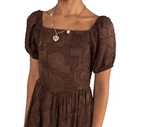 Rare Editions Girls' 7-14 Chiffon Burnout Puff Sleeve Maxi Dress