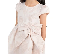 Rare Editions Girls' 2T-6X Brocade Cap Sleeve Beaded Trim Dress