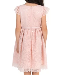 Rare Editions Girls' 2T-6X Lace Flutter Sleeve Dress