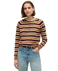 Tommy Hilfiger Women's Striped Slim-Fit Crewneck Cardigan