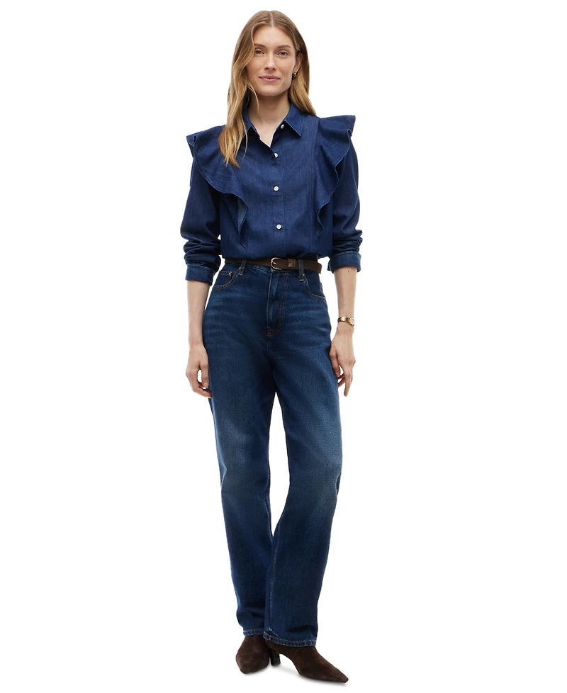 Tommy Hilfiger Women's Volant Long-Sleeve Button-Up Shirt