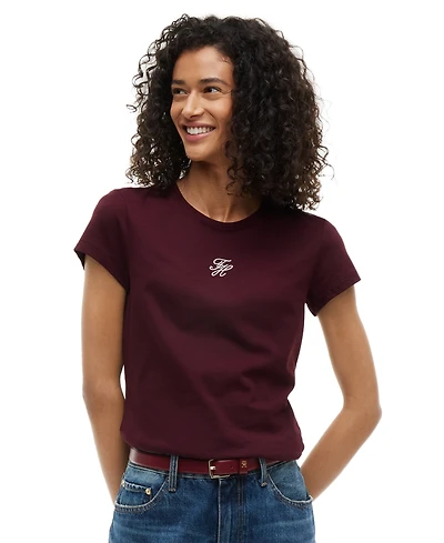 Tommy Hilfiger Women's Script Logo Crewneck Short-Sleeve T-Shirt
