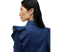 Tommy Hilfiger Women's Denim Volant Polo Collar Dress