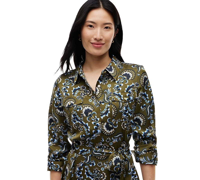 Tommy Hilfiger Women's Long-Sleeve Paisley-Print Shirt Dress