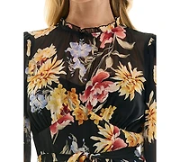 Trixxi Juniors' Long-Sleeve Boat neck Tiered Skirt Dress