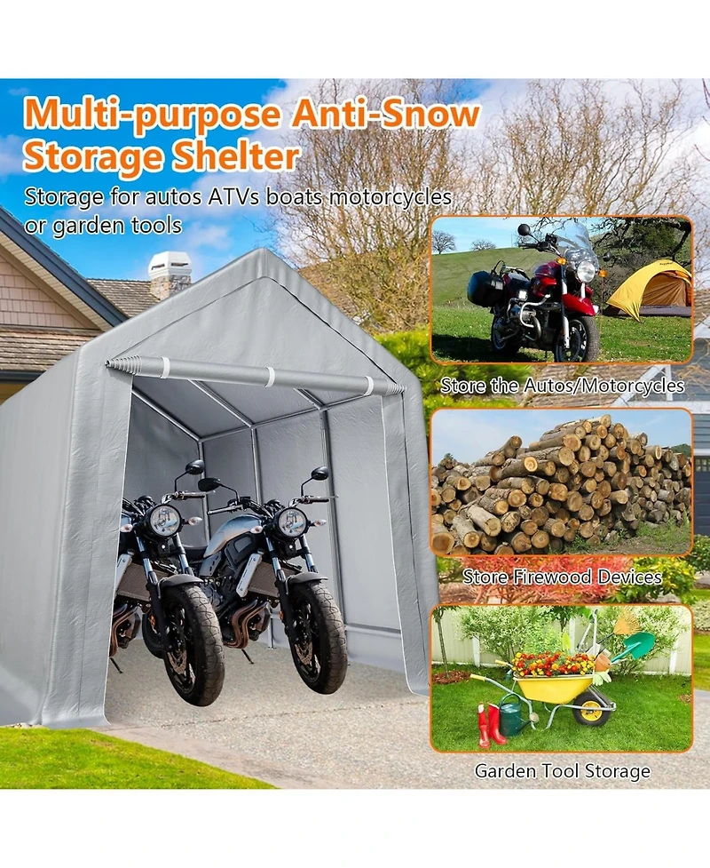 gaomon 13x20 Feet Heavy Duty Outdoor Carport Canopy, 180G Double-Coated Pe, Roll-Up Zipper Door, Removable Sidewalls