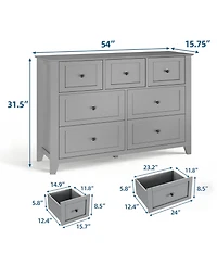 gaomon 2 Set of 7 Drawers Dresser for Bedroom, 54" Modern 7 Chest of Drawer Dresser, Storage Organizer with Drawers for Living Room, Hallway