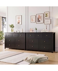 gaomon 2 Set of 7 Drawers Dresser for Bedroom, 54" Modern 7 Chest of Drawer Dresser, Storage Organizer with Drawers for Living Room, Hallway