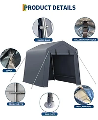 gaomon Portable Outdoor Storage Shed with Roll-Up Zipper Door and Vent, 240G Heavy-Duty Shelter Waterproof Pe Tarp, Uv-Resistant Carport