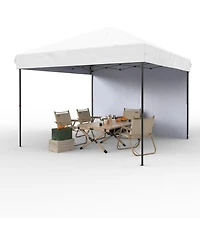 gaomon 10x10 Feet Pop Up Canopy Tent, Instant Canopies Portable Gazebo with 1 Removable Sidewall, 4 Stakes, 4 Ropes for Outdoor Events, Patio, Party