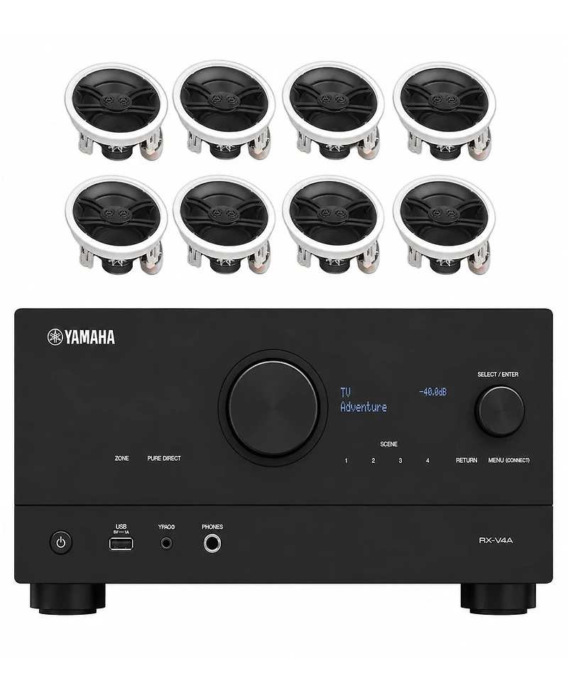 Yamaha Rx-V4A 5.2 Channel Av Receiver with 8 In-Ceiling Speakers