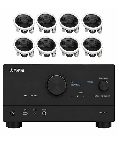 Yamaha Rx-V4A 5.2 Channel Av Receiver with 8 In-Ceiling Speakers