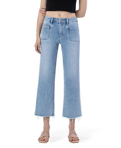 Vervet Women's High Rise Crop Slim Wide Leg Jeans