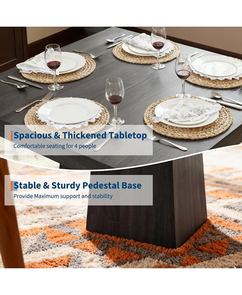 gaomon Square Dining Table for 4 with Storage Drawer, Modern Farmhouse Kitchen Pedestal Base Room, Living Apartment
