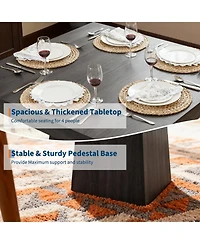 gaomon Square Dining Table for 4 with Storage Drawer, Modern Farmhouse Kitchen Pedestal Base Room, Living Apartment