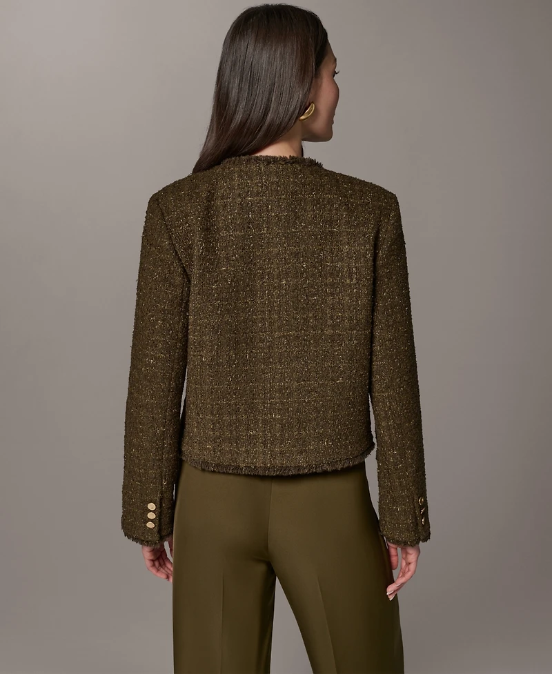 Donna Karan New York Women's Open-Front Fring Jacket