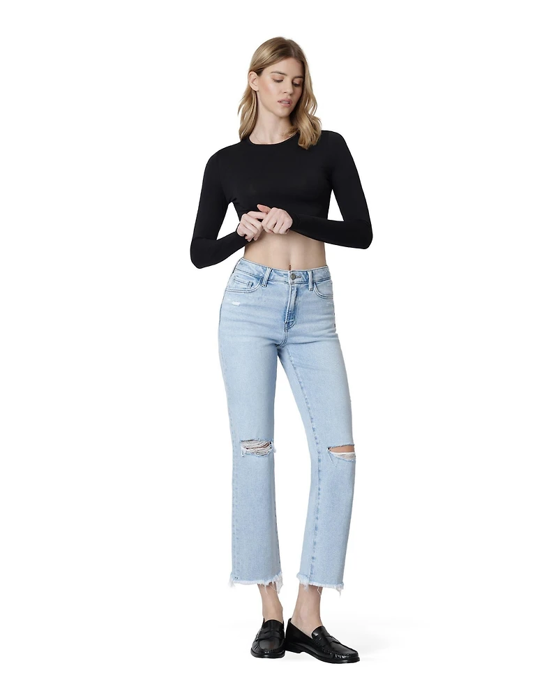 Vervet Women's High Rise Distressed Ankle Straight Jeans