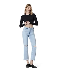 Vervet Women's High Rise Distressed Ankle Straight Jeans