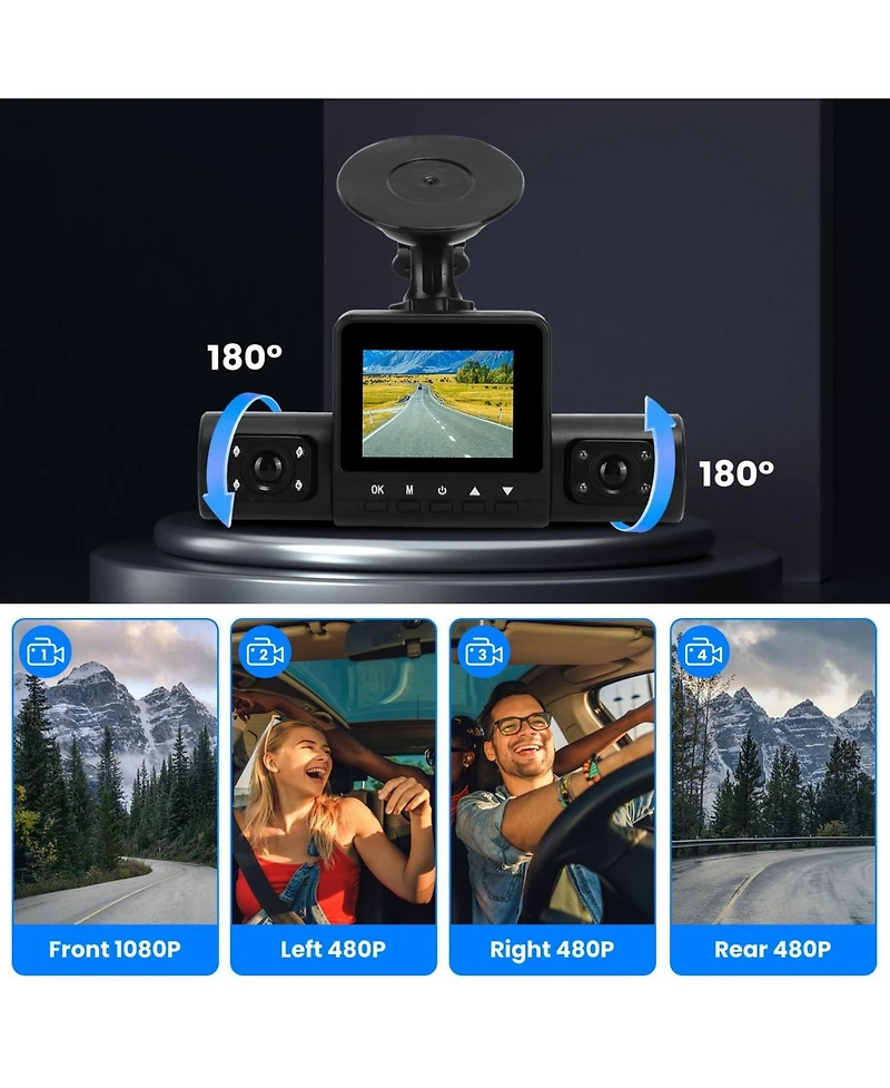 Neewer 1080P 4-Channel Dash Cam with Night Vision, Loop Recording, Parking Monitor
