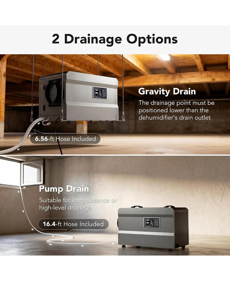 Tribesigns 145 Pints Commercial Dehumidifier with Pump and Drain Hose, Large Dehumidifier for 1600 Sq. Ft Basements, Crawl Spaces