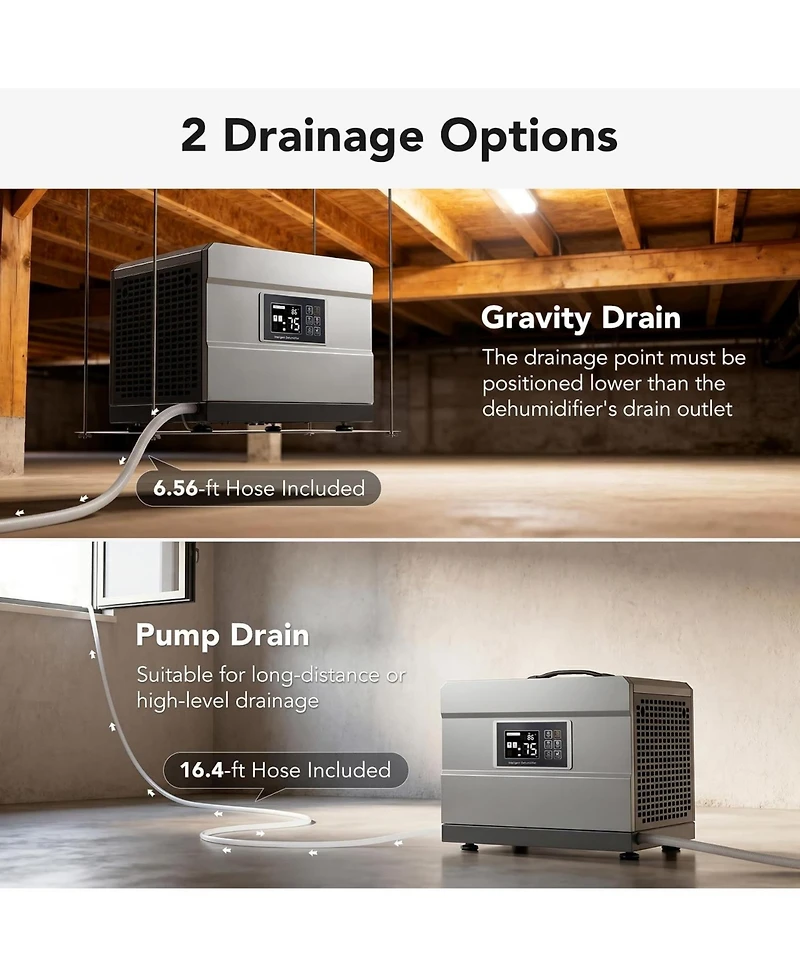 Tribesigns 70 Pints Commercial Dehumidifier with Pump and Drain Hose, Large Dehumidifier for 1000 Sq. Ft Basements, Crawl Spaces