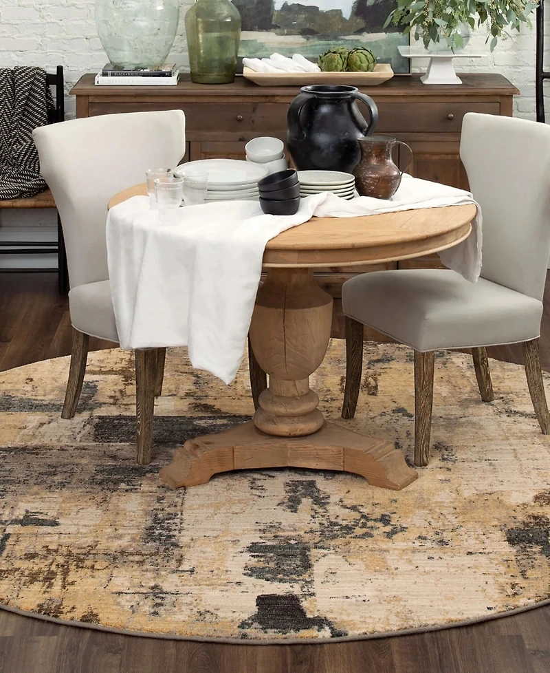 Closeout! Karastan Elements Treviso Grey 8' x 8' Round Area Rug