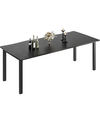 gaomon Dining Table for 6-8, Rectangular Mdf Top with Wave Edge, Durable Metal Frame, Waterproof & Scratch-Resistant