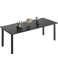 gaomon Dining Table for 6-8, Rectangular Mdf Top with Wave Edge, Durable Metal Frame, Waterproof & Scratch-Resistant