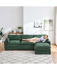 gaomon 113-Inch Chenille Modular L-Shaped Sofa with Ottoman