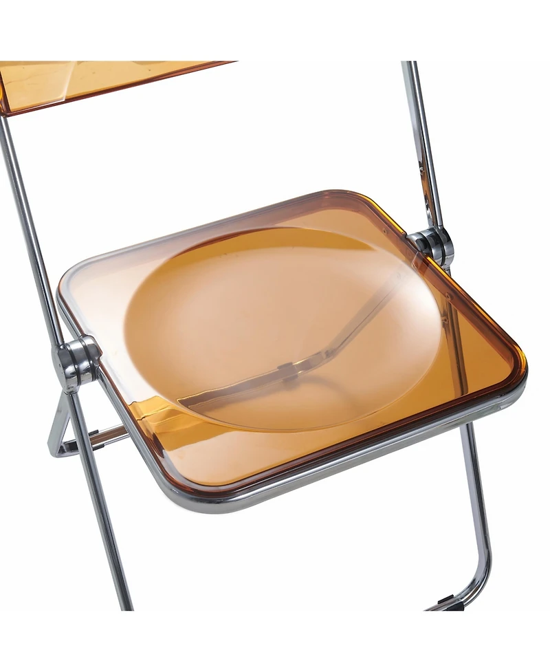 LeisureMod Lawrence Acrylic Folding Chair With Metal Frame