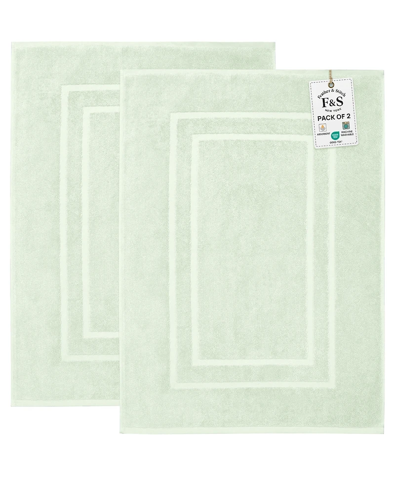 Feather & Stitch, Ny Cotton Super Absorbent Terry 2-Piece Bath Mat Set