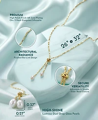 14K Gold Plated Pearl and Cubic Zirconia Y Neck Necklace