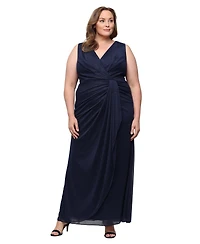 Alex Evenings Plus V-Neck Sleeveless Ball Gown