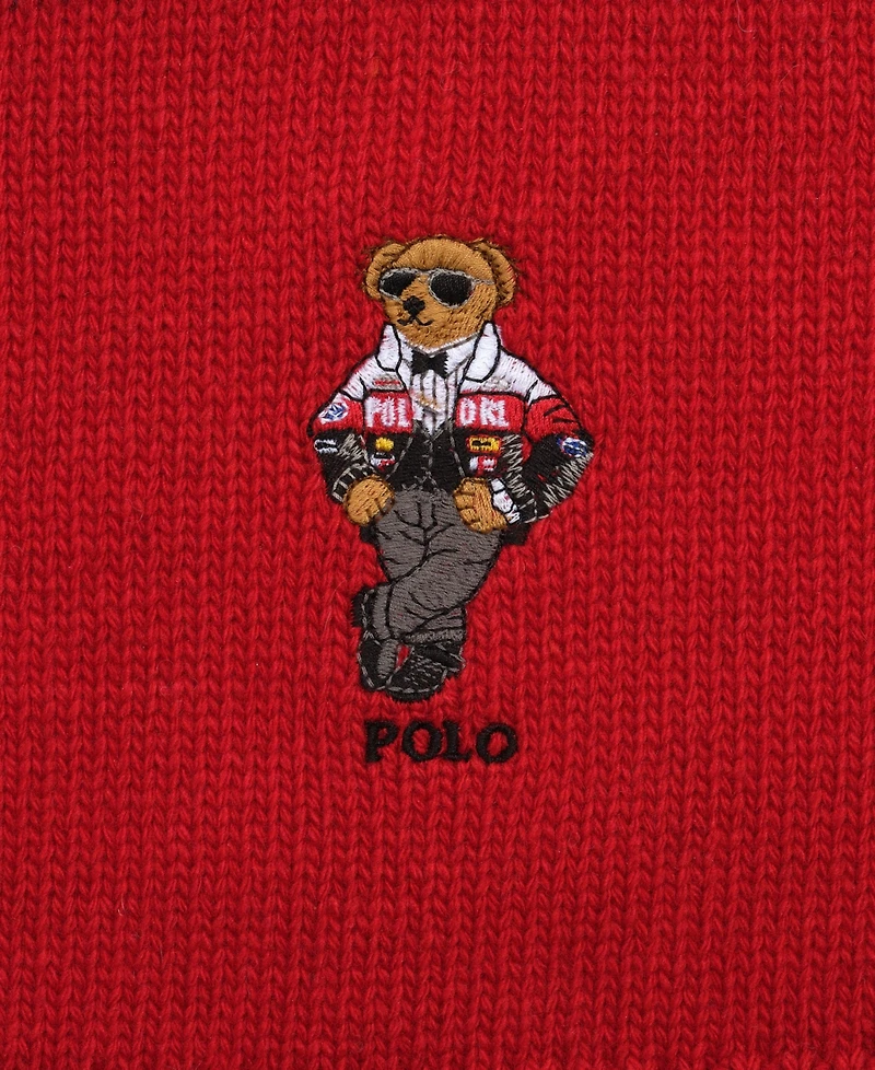Polo Ralph Lauren Embroidered Motobear Knit Racing Bear Scarf